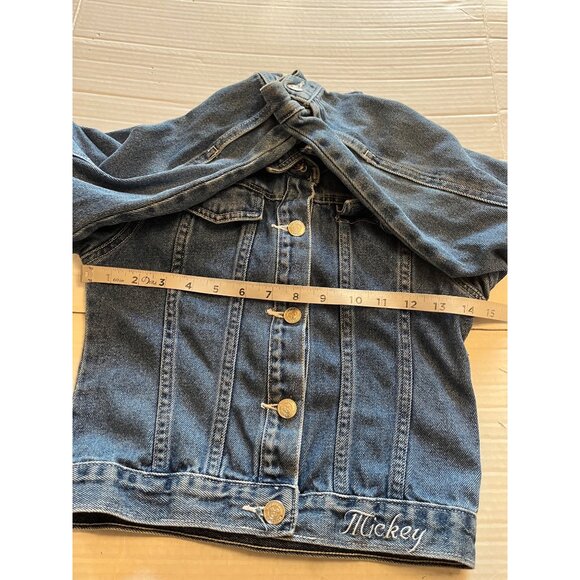 VTG-Y2K-Disney Mickey & Co. Denim Jacket With Crochet Patchwork Details  Size 6X - Picture 8 of 10